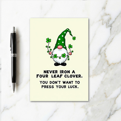 Lucky Gnome Clover Humor Card
