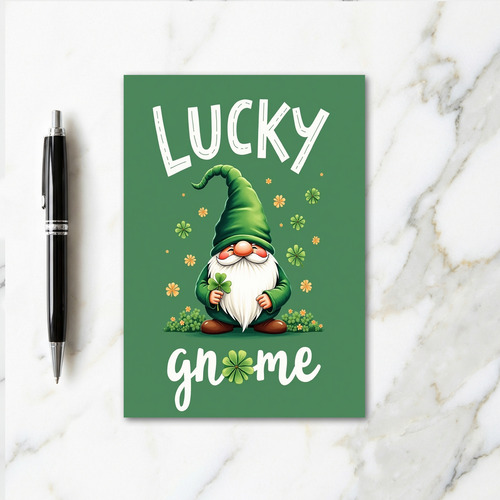 Lucky Gnome Shamrock Card