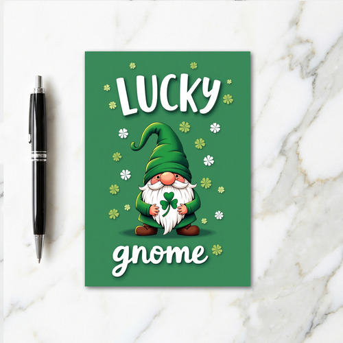 Lucky Gnome Shamrock Pattern Card