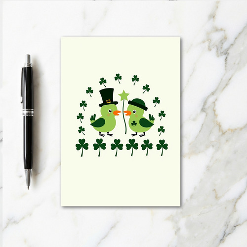 Lucky Green Birds St Patricks Day Card