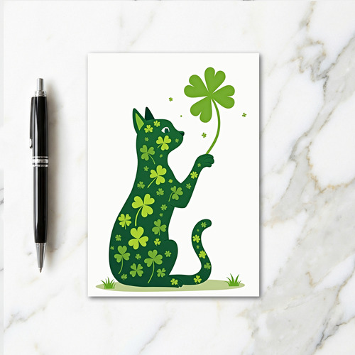 Lucky Green Cat Art Card