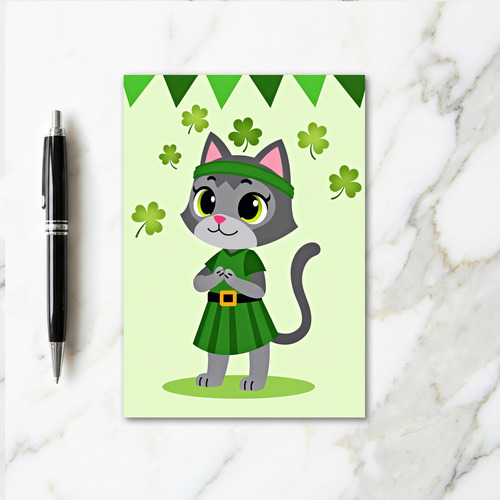 Lucky Green Cat Celebration Card