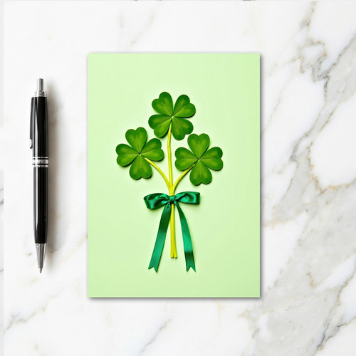 Lucky Green Clover Bouquet Card