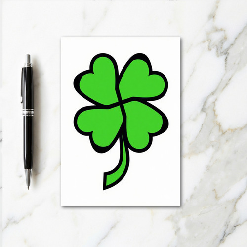 Lucky Green Clover Faux Gold Foil Card