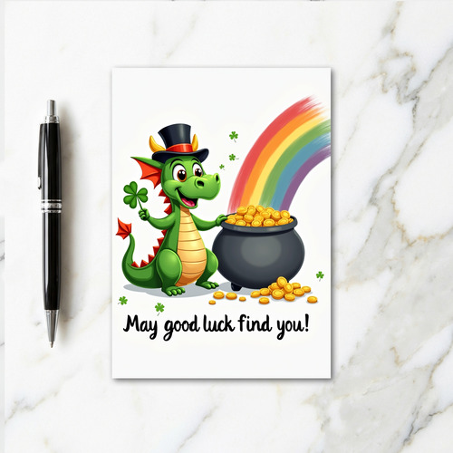 Lucky Green Dragon Fortune Card