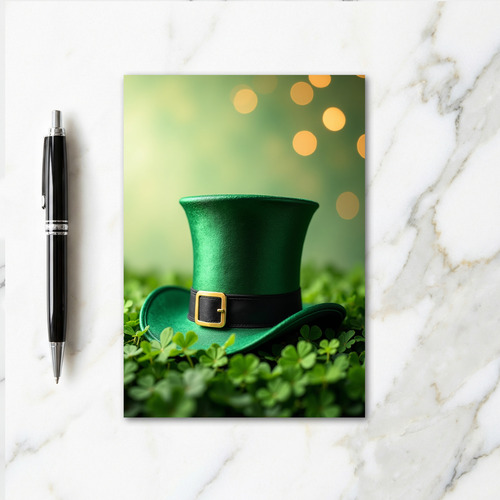 Lucky Green Hat Clover Card