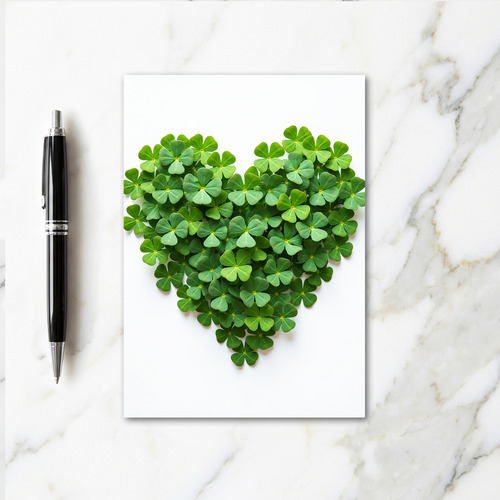 Lucky Green Heart Faux Gold Foil Card