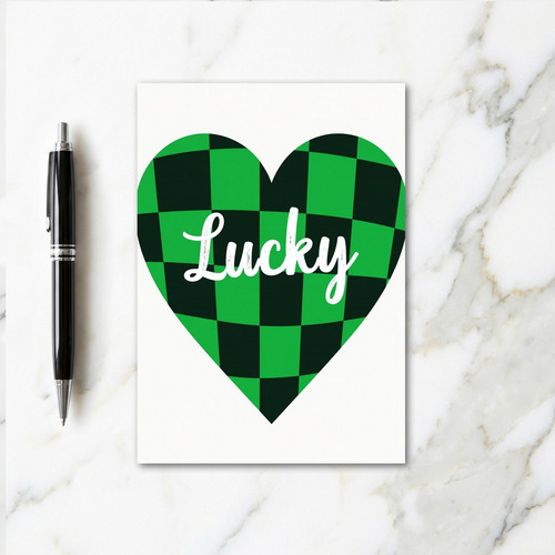 Lucky Green Heart Fun Card