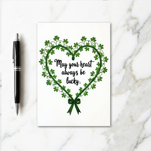Lucky Green Heart Message Card
