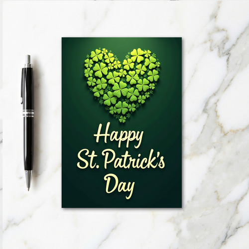 Lucky Green Heart St Patricks Card