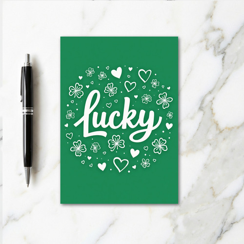 Lucky Green Shamrock Heart Card
