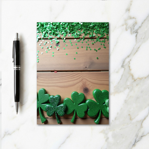 Lucky Green Sparkle Wood Card
