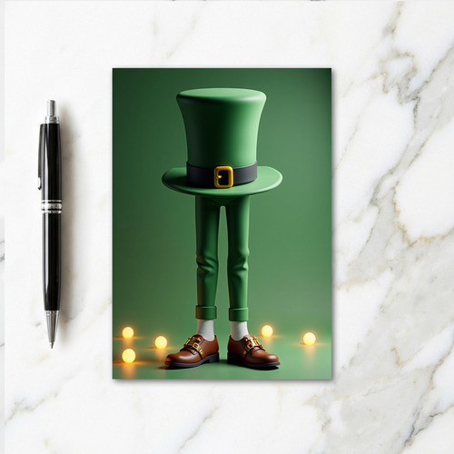 Lucky Green Top Hat Man Card