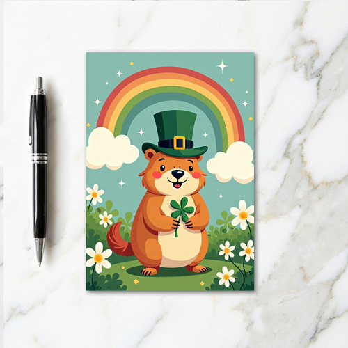 Lucky Groundhog St Patricks Day Card
