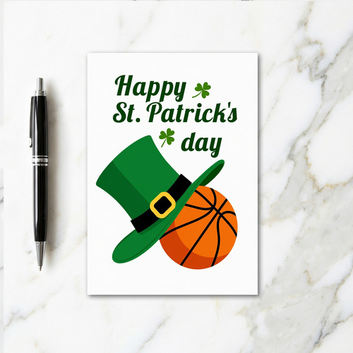 Lucky Hat Basketball St Patricks Card
