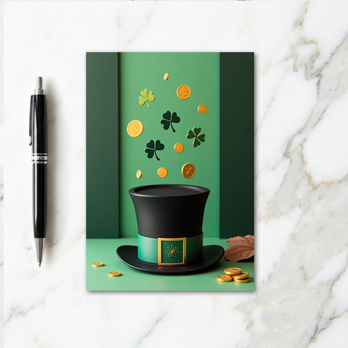 Lucky Hat Clover Coins Card