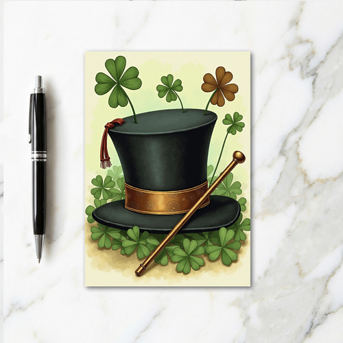 Lucky Hat Clover Greeting Card