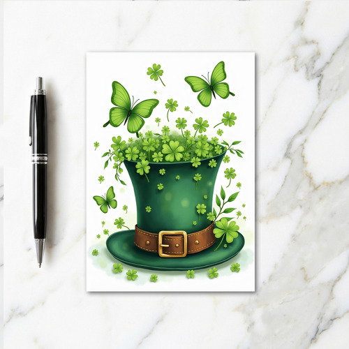 Lucky Hat Shamrocks St Patricks Day Card