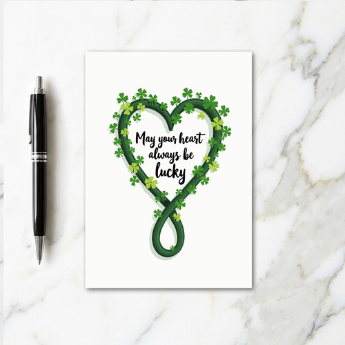 Lucky Heart Clover Blessing Card
