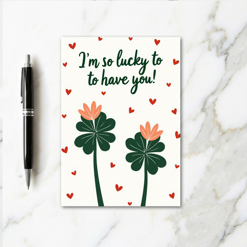 Lucky Hearts Clover Pattern Card