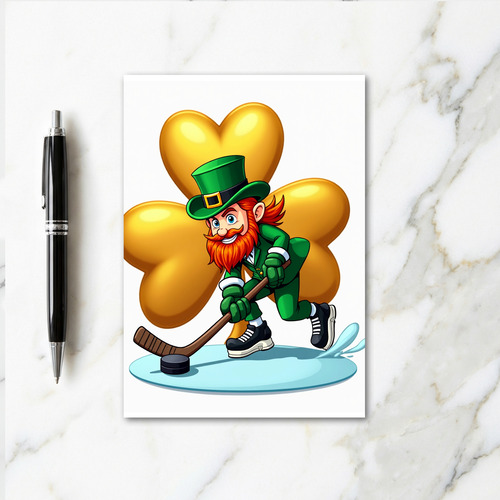 Lucky Hockey Leprechaun Card