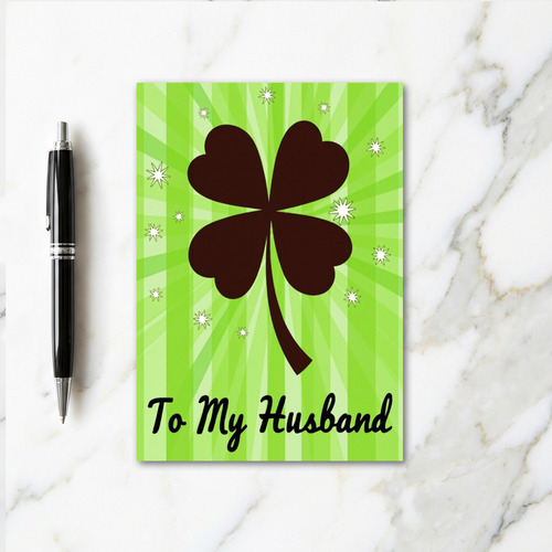 Lucky Husband Four Leaf Clover Card
