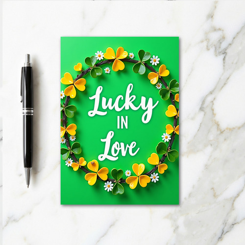 Lucky In Love Heart Clover Card
