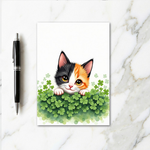 Lucky Kitten Shamrock Card