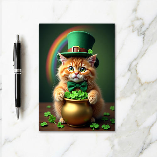 Lucky Kitten Shamrock Pattern Card