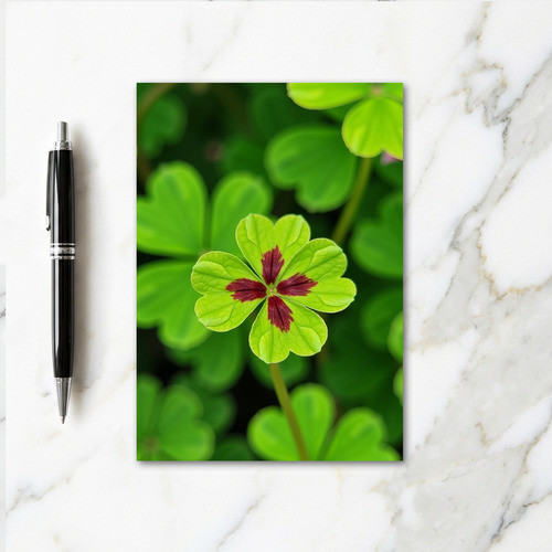 Lucky Leaf Green Maroon Clover Card