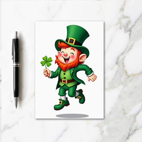 Lucky Leprechaun Four Leaf Clover Card