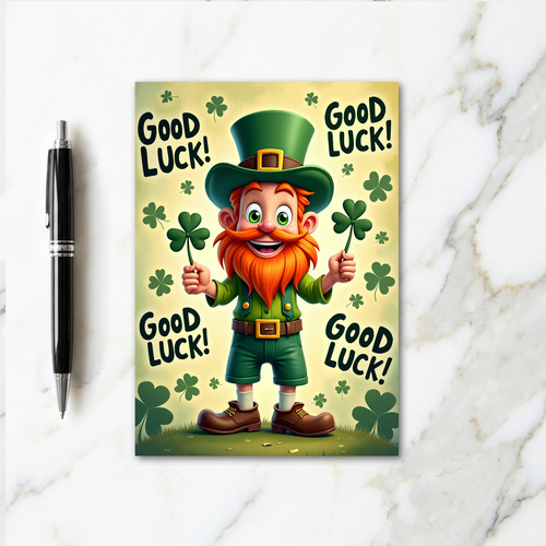 Lucky Leprechaun Good Luck Card