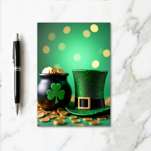 Lucky Leprechaun Hat Gold Coins Card
