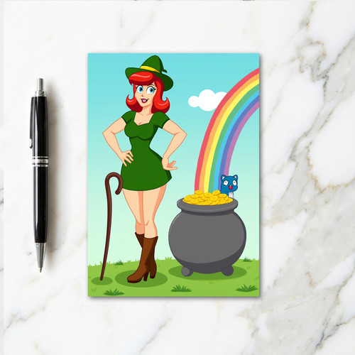 Lucky Leprechaun Lady Art Card