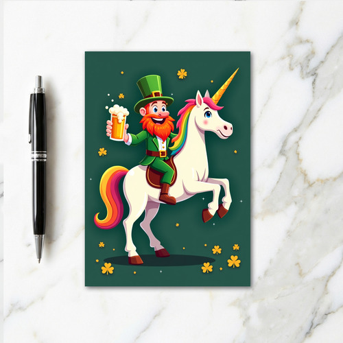 Lucky Leprechaun Unicorn Ride Card