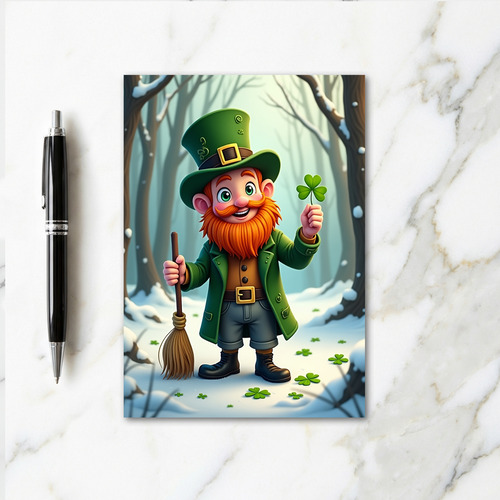 Lucky Leprechaun Winter Card