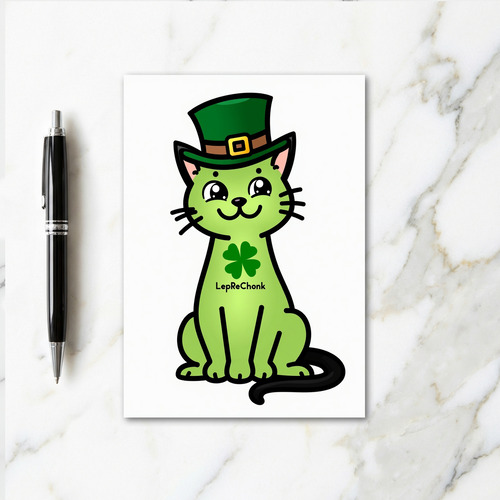 Lucky Leprechonk Cat Card