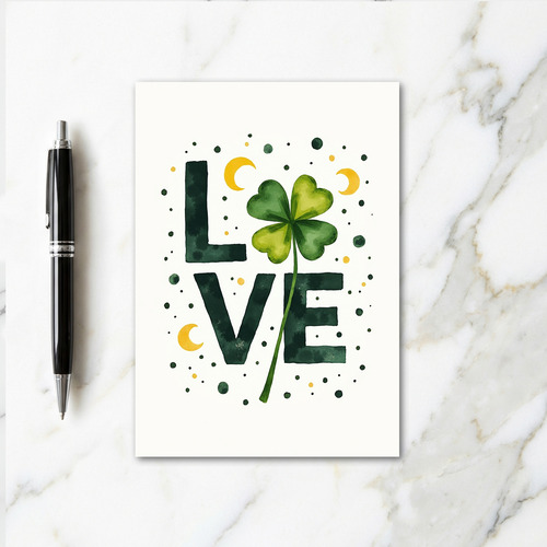 Lucky Love Green Watercolor Card