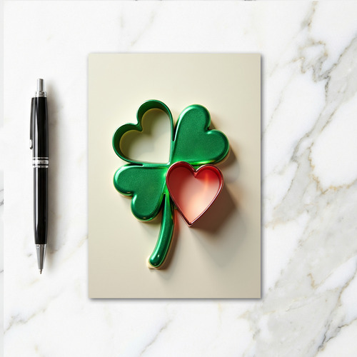 Lucky Metal Clover Heart Card