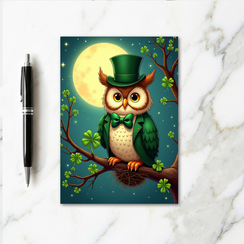 Lucky Owl Moonlit Scene Card