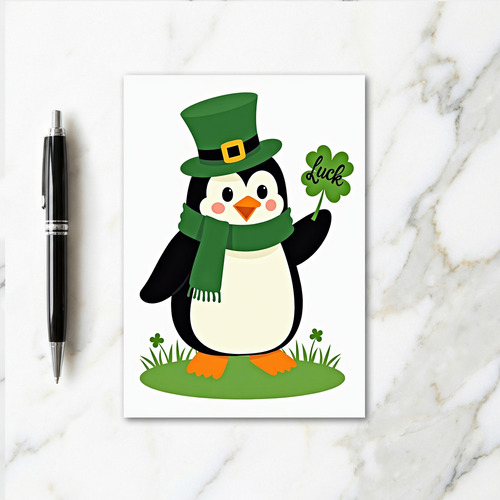 Lucky Penguin Clover Card