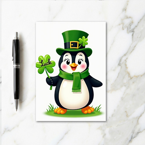 Lucky Penguin Glitter Texture Card
