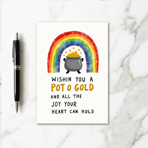 Lucky Pot Of Gold Wish Card