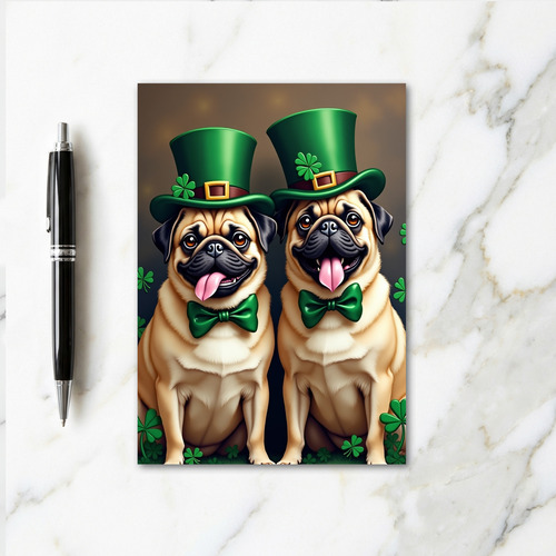 Lucky Pugs St Patricks Day Card