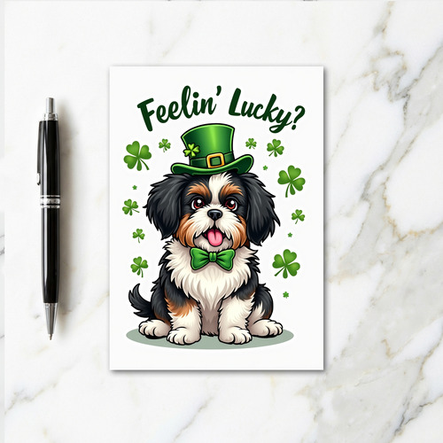 Lucky Puppy Clover Pattern Card