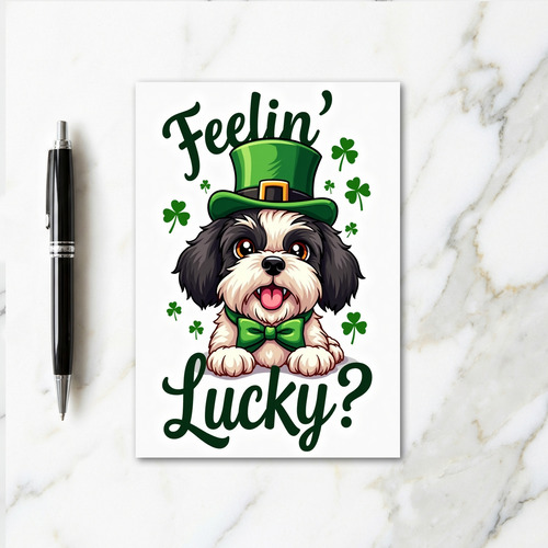 Lucky Puppy St Patricks Day Card