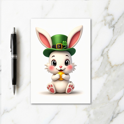 Lucky Rabbit Green Hat Card