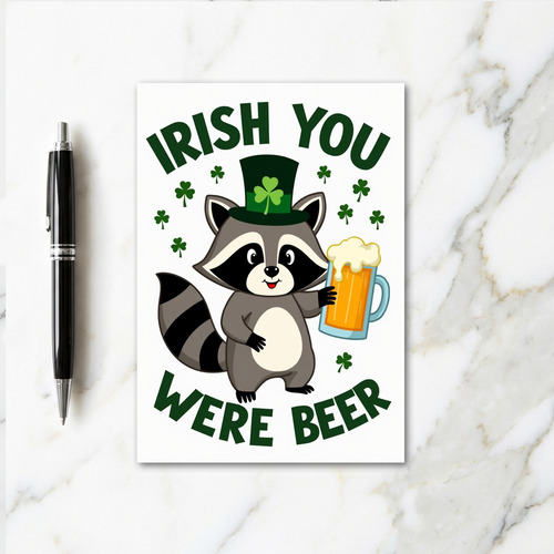Lucky Raccoon St Patricks Day Card