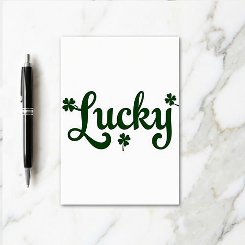 Lucky Script Emerald Green Card