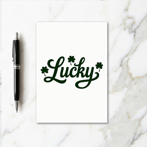 Lucky Shamrock Green Script Card